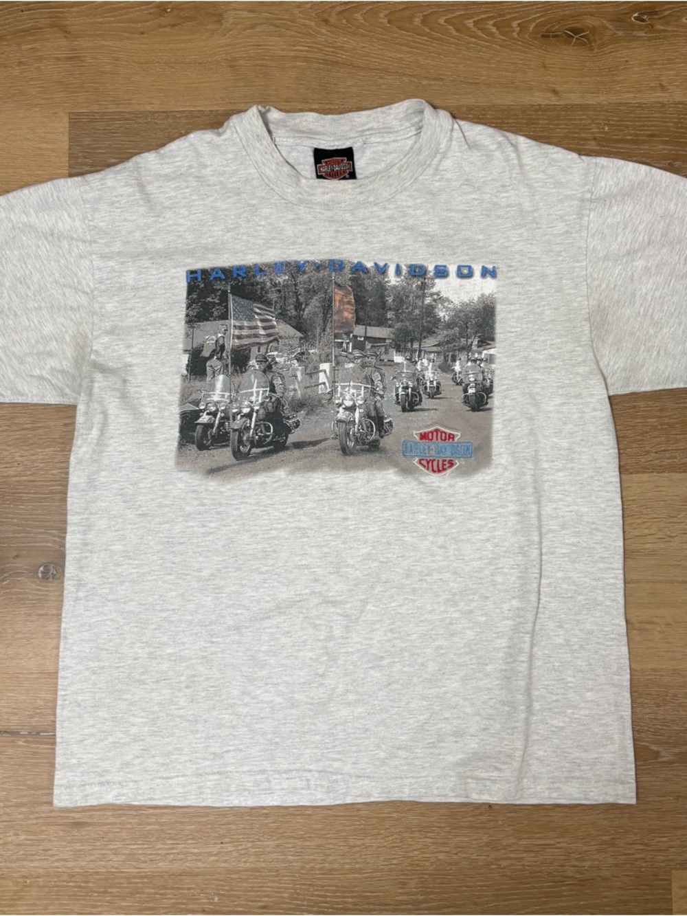 Vintage 90s Harley Davidson T Shirt Embroidered Logo Gray Large Fits Medium